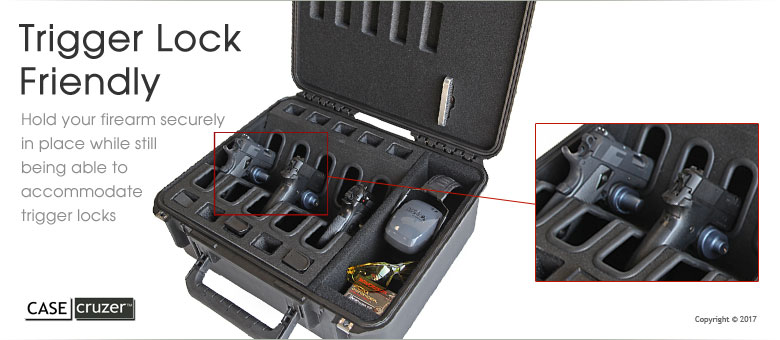 Handgun Cases fit 5 pistols with trigger lock on